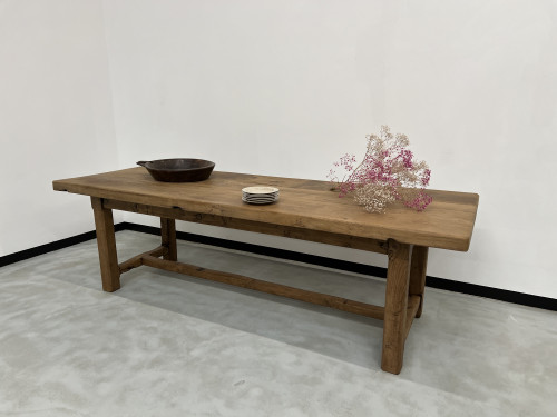 Grande table de ferme des années 50 en chêne massif, vue 27