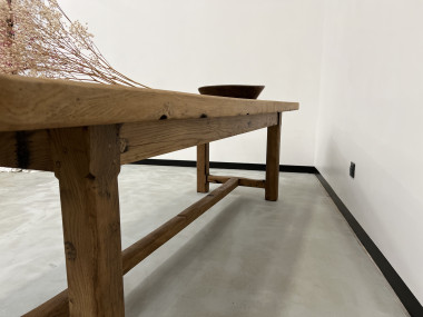 Grande table de ferme des années 50 en chêne massif, vue 31