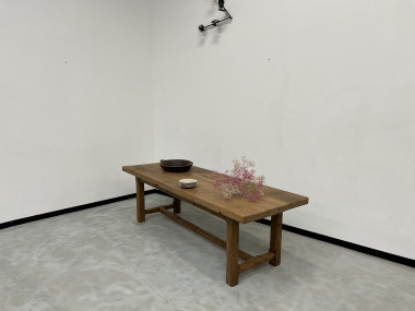 Grande table de ferme des années 50 en chêne massif, vue 32