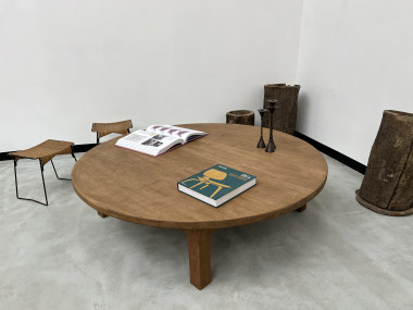Grande table basse circulaire années 50, vue 1