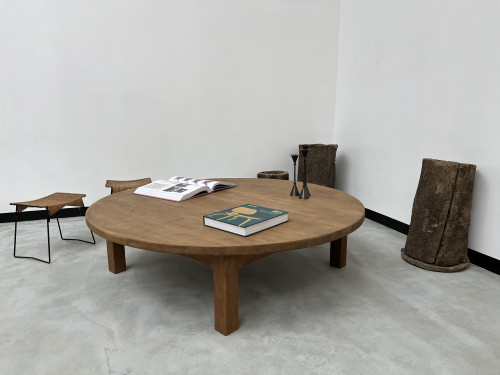 Grande table basse circulaire années 50, vue 2
