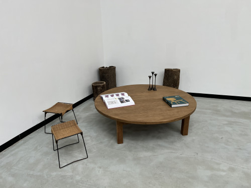 Grande table basse circulaire années 50, vue 5