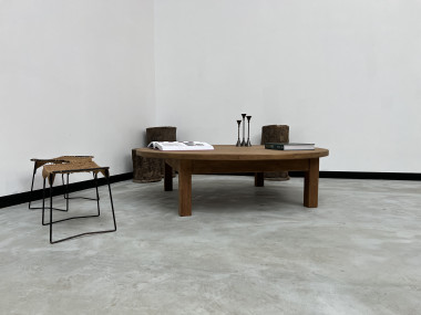 Grande table basse circulaire années 50, vue 6