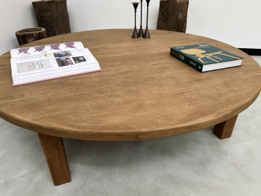 Grande table basse circulaire années 50, vue 7