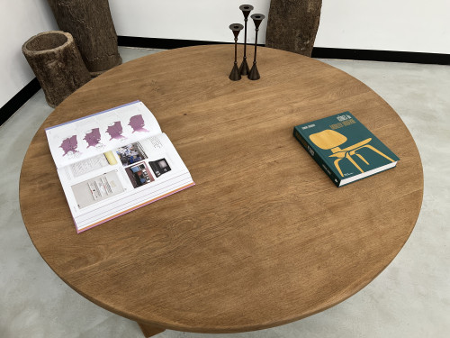 Grande table basse circulaire années 50, vue 8
