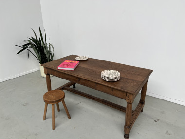 Table de ferme en chêne, fin XIXème, vue 11