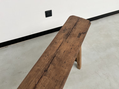 Banc de ferme ancien restauré, en chêne massif, vue 7