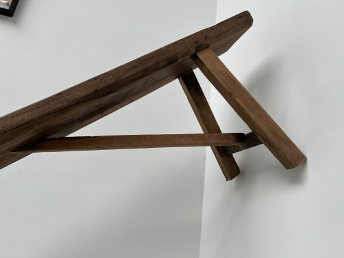 Banc de ferme ancien restauré, en chêne massif, vue 9