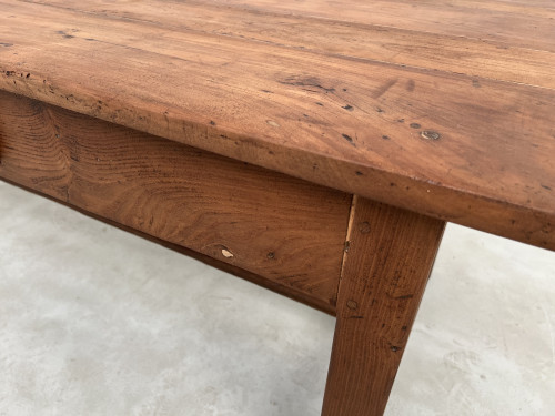 Table de travail ancienne en merisier massif et acacia, vue 24