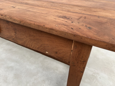 Table de travail ancienne en merisier massif et acacia, vue 24