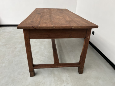 Table de travail ancienne en merisier massif et acacia, vue 25