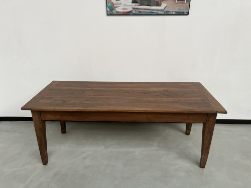 Table de ferme en noyer massif aux pieds fuseaux, vue 13