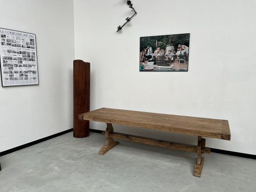 Grande table de monastère des années 50 en chêne massif, vue 3