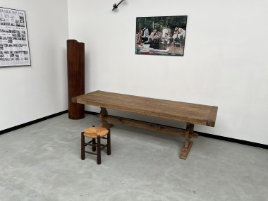 Grande table de monastère des années 50 en chêne massif, vue 4