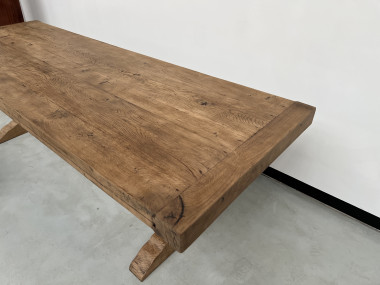 Grande table de monastère des années 50 en chêne massif, vue 6