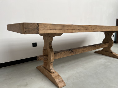 Grande table de monastère des années 50 en chêne massif, vue 11