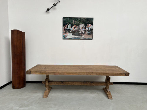 Grande table de monastère des années 50 en chêne massif, vue 14