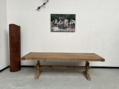 Grande table de monastère des années 50 en chêne massif, vue 14