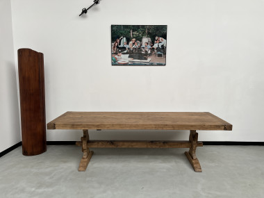 Grande table de monastère des années 50 en chêne massif, vue 15