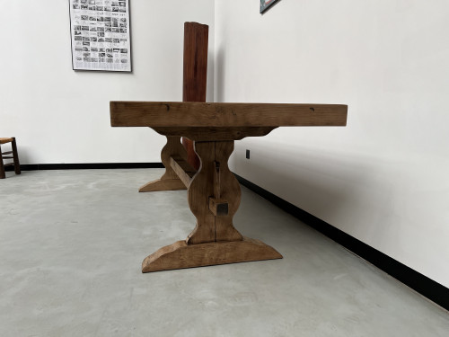 Grande table de monastère des années 50 en chêne massif, vue 16