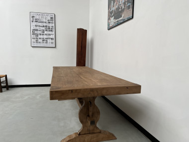 Grande table de monastère des années 50 en chêne massif, vue 17