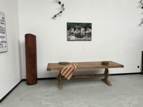 Grande table de monastère des années 50 en chêne massif, vue 18