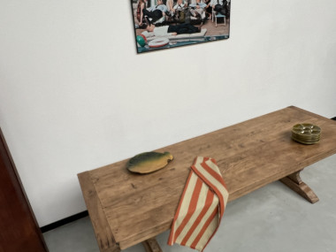 Grande table de monastère des années 50 en chêne massif, vue 20