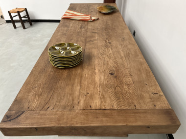 Grande table de monastère des années 50 en chêne massif, vue 23