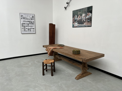 Grande table de monastère des années 50 en chêne massif, vue 26