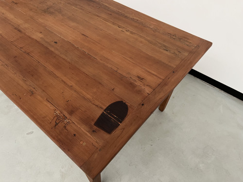 Table de ferme en teck aux pieds fuseaux, vue 7