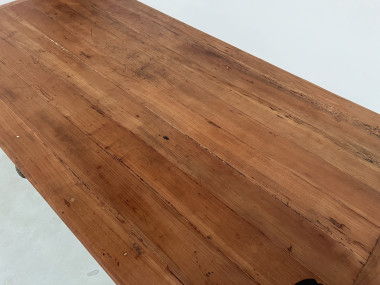 Table de ferme en teck aux pieds fuseaux, vue 8