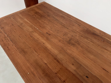 Table de ferme en teck aux pieds fuseaux, vue 9