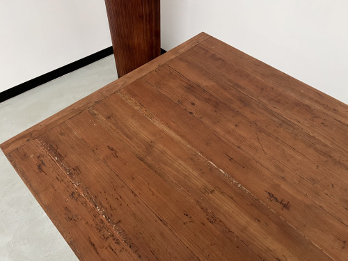 Table de ferme en teck aux pieds fuseaux, vue 10