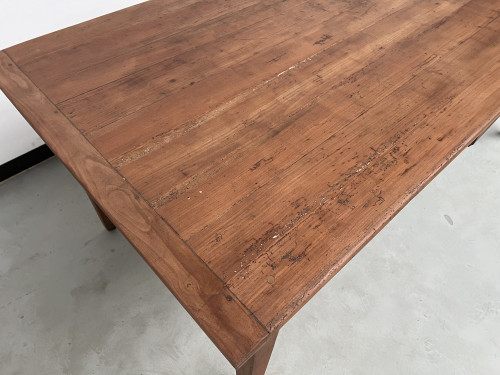 Table de ferme en teck aux pieds fuseaux, vue 11
