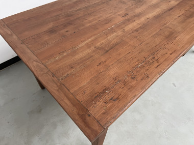 Table de ferme en teck aux pieds fuseaux, vue 11