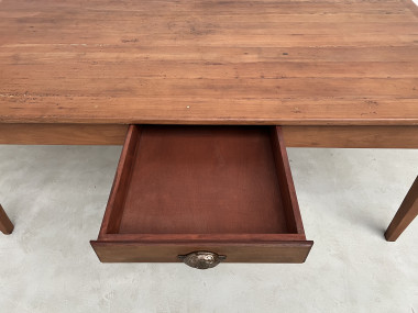 Table de ferme en teck aux pieds fuseaux, vue 13