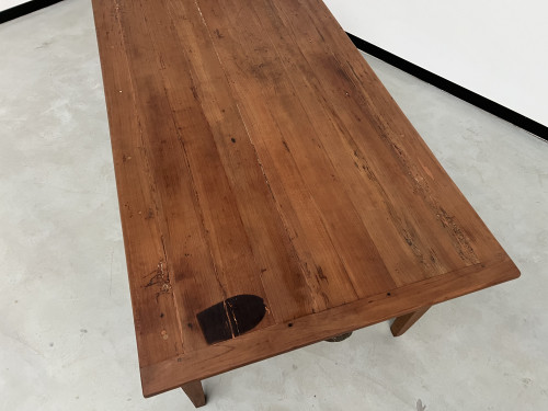 Table de ferme en teck aux pieds fuseaux, vue 22