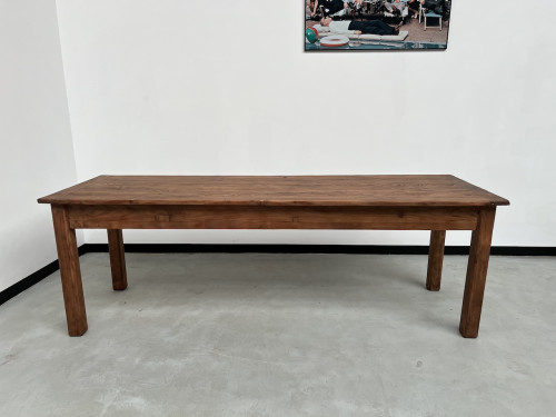 Table de ferme en pin 223 cm, années 70, vue 2