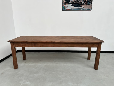 Table de ferme en pin 223 cm, années 70, vue 2