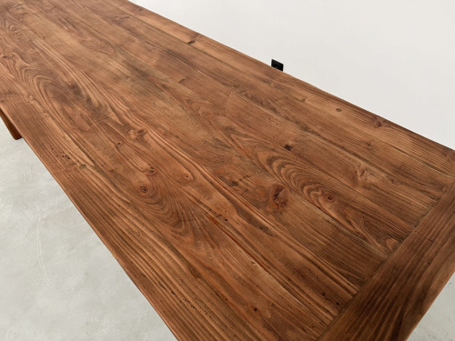 Table de ferme en pin 223 cm, années 70, vue 4