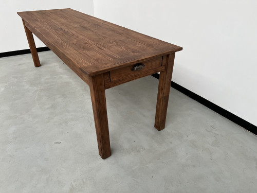 Table de ferme en pin 223 cm, années 70, vue 8