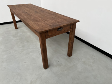 Table de ferme en pin 223 cm, années 70, vue 8