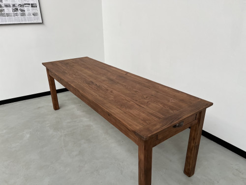 Table de ferme en pin 223 cm, années 70, vue 11