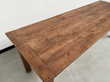 Table de ferme en pin 223 cm, années 70, vue 12
