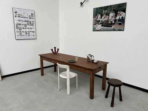 Table de ferme en pin 223 cm, années 70, vue 16