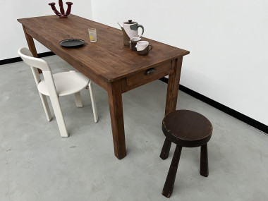 Table de ferme en pin 223 cm, années 70, vue 17