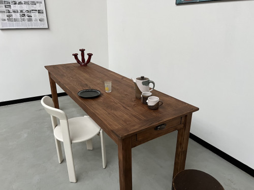 Table de ferme en pin 223 cm, années 70, vue 18