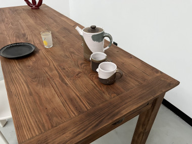 Table de ferme en pin 223 cm, années 70, vue 19
