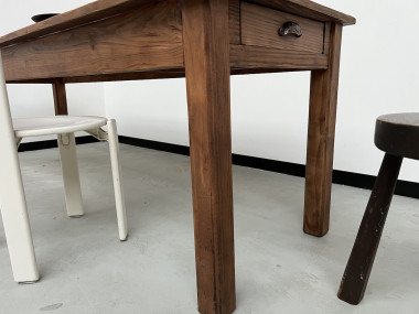 Table de ferme en pin 223 cm, années 70, vue 24