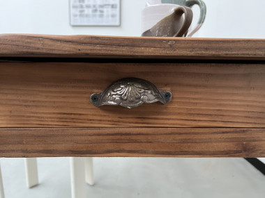 Table de ferme en pin 223 cm, années 70, vue 27